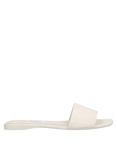 Shop Max Mara Woman Sandals Ivory Size 8 Soft Leather In White