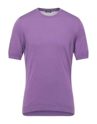 Shop Drumohr Man Sweater Mauve Size 44 Cotton In Purple