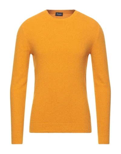Shop Drumohr Man Sweater Apricot Size 44 Cotton, Polyamide In Orange