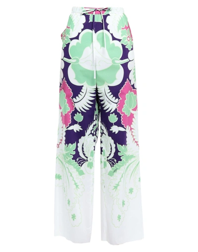 Valentino Floral Cotton High-rise Wide-leg Pants In Green