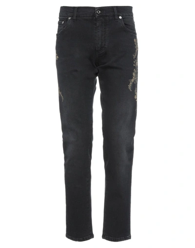 Shop Dolce & Gabbana Man Jeans Black Size 36 Cotton, Elastane, Bovine Leather