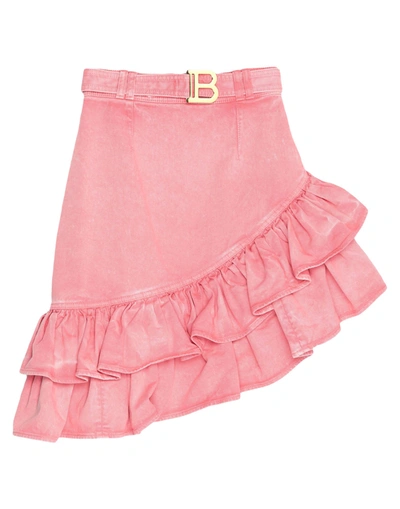 Shop Balmain Mini Skirts In Salmon Pink