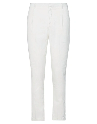 Shop Yan Simmon Man Pants Ivory Size 34 Cotton, Linen, Polyester, Elastane In White