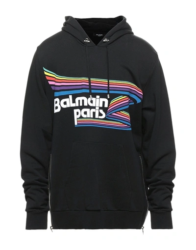 Shop Balmain Man Sweatshirt Black Size L Cotton, Elastane