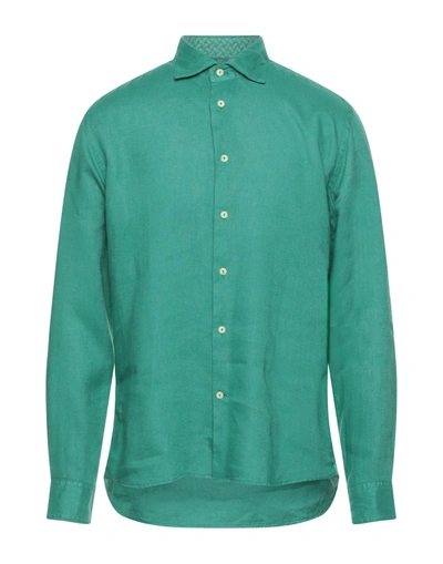 Shop Drumohr Man Shirt Emerald Green Size 3xl Linen