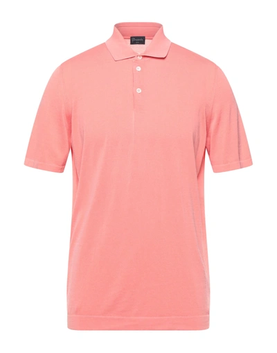 Shop Drumohr Man Polo Shirt Salmon Pink Size 44 Cotton