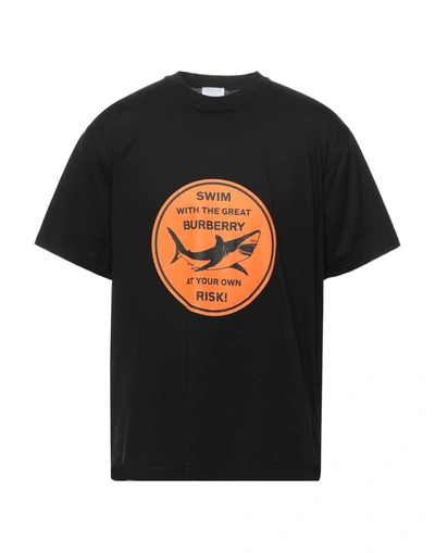 Shop Burberry Man T-shirt Black Size Xxxs Cotton, Elastane