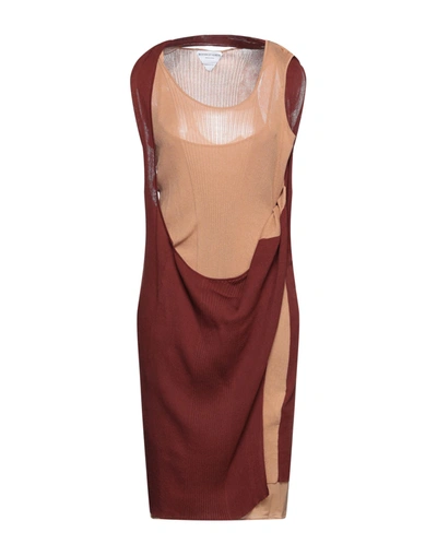 Shop Bottega Veneta Woman Mini Dress Brick Red Size 6 Cotton, Silk
