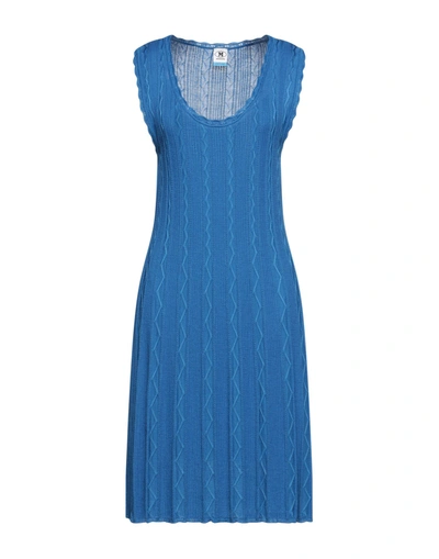 Shop M Missoni Woman Mini Dress Blue Size 6 Wool, Viscose