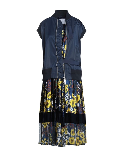 Shop Sacai Midi Dresses In Dark Blue