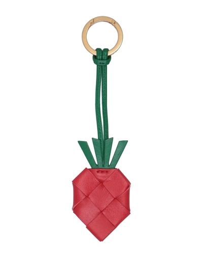 Shop Bottega Veneta Woman Key Ring Red Size - Soft Leather