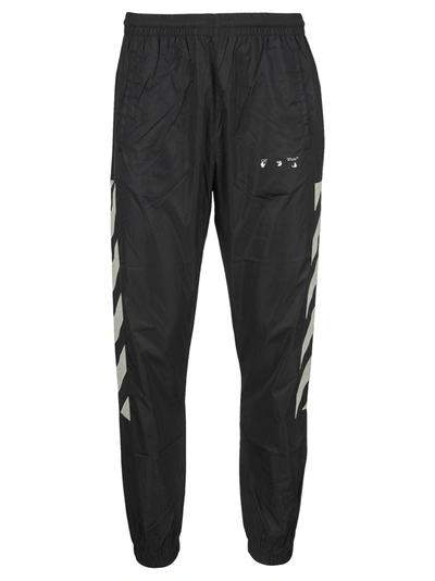 Shop Off-white Off White Diagonal-stripe Track Pants In Black