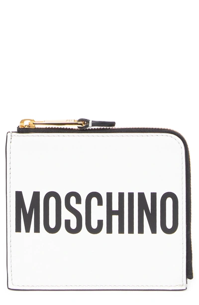 Shop Moschino Leather Logo Wallet In White