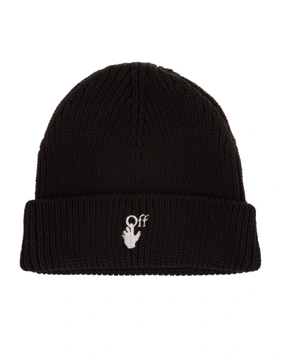 Shop Off-white Black Beanie With Hands Off Logo