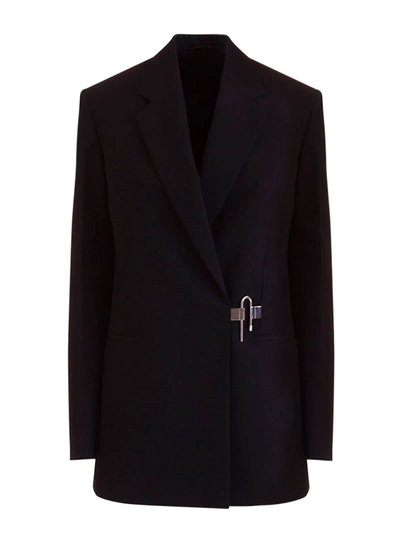 Shop Givenchy Lightweight Wool Blazer With Padlock In Nero