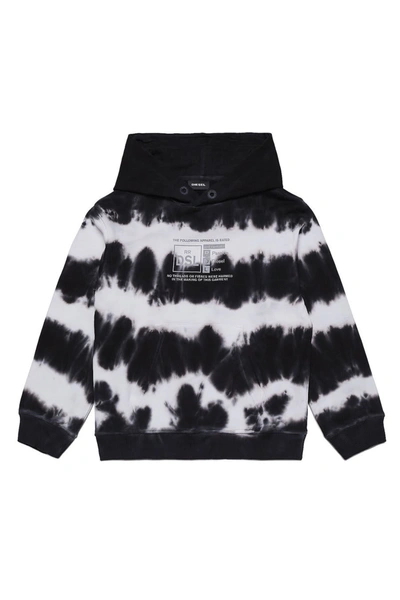Shop Diesel Sweatshirt With Tie Dye Pattern In Bianco-nero