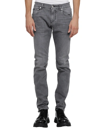 Shop Dolce & Gabbana Gray Skinny Jeans In Grey