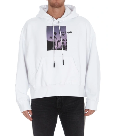 Shop Palm Angels Stars And Palms Hoodie In White
