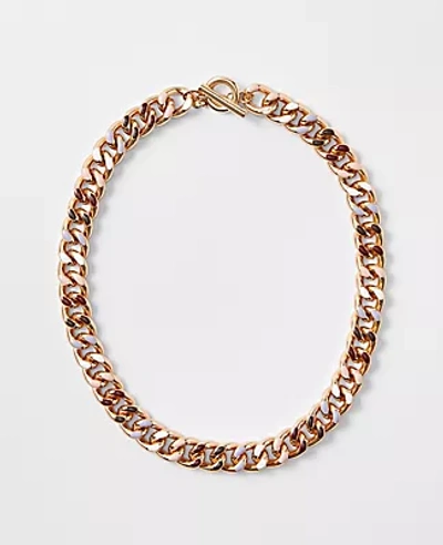 Ann Taylor Enamel Chain Necklace In Luminescent Pink