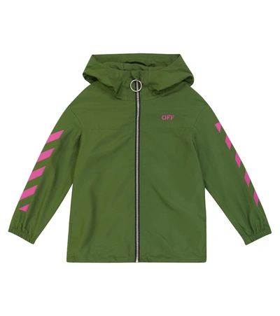 Shop Off-white Logo Windbreaker Jacket In Green