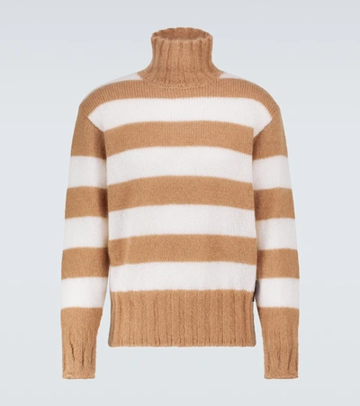 Shop Fendi Striped Mohair-blend Sweater In Multicoloured