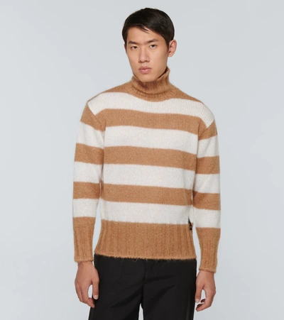 Shop Fendi Striped Mohair-blend Sweater In Multicoloured