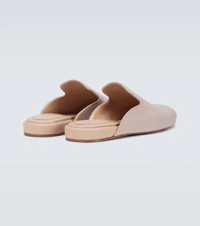 Christian Louboutin Navy Coolito Flat Mules In Beige