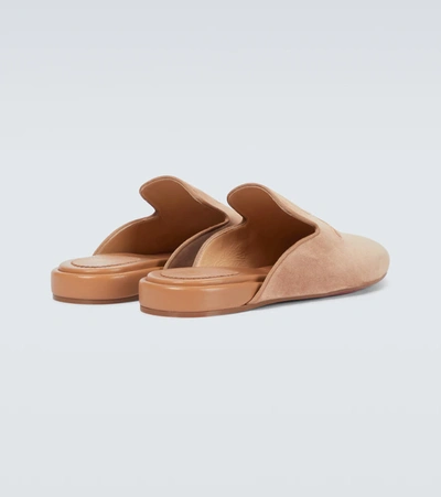 Christian Louboutin Navy Coolito Flat Mules In Brown