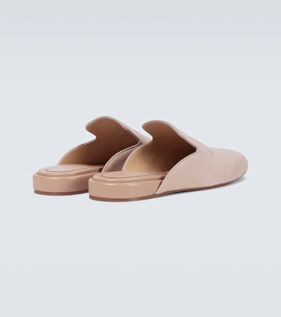 Christian Louboutin Navy Coolito Flat Mules In Beige