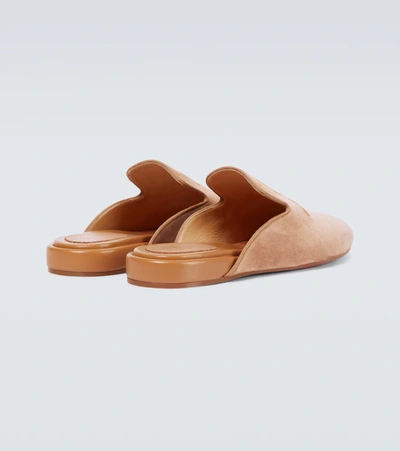 Christian Louboutin Navy Coolito Flat Mules In Brown