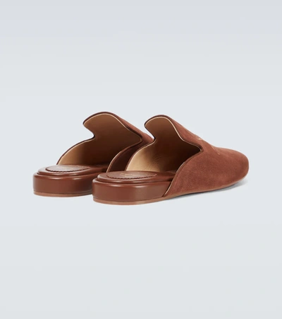 Christian Louboutin Navy Coolito Flat Mules In Brown