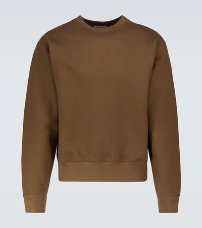 Shop Lemaire Cotton And Wool Fleece Sweatshirt In Brown