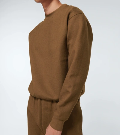 Shop Lemaire Cotton And Wool Fleece Sweatshirt In Brown
