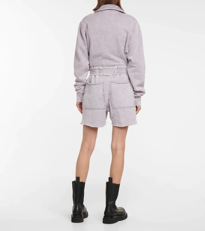 Shop Les Tien Cotton Fleece Shorts In Purple