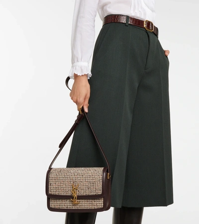 Shop Saint Laurent Solferino Medium Tweed Shoulder Bag In Brown