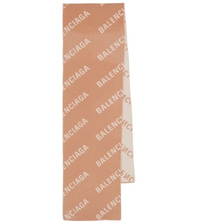 Shop Balenciaga Logo Intarsia Wool Scarf In Pink