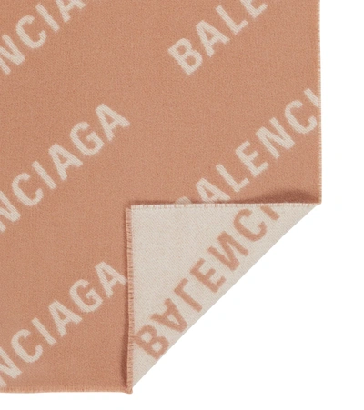 Shop Balenciaga Logo Intarsia Wool Scarf In Pink