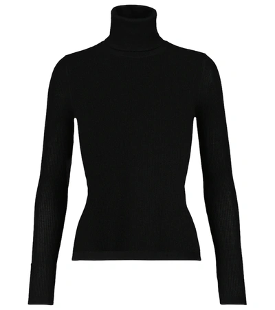 Saint Laurent Sustainable Wool Sweater With Embroidered Monogram In Black