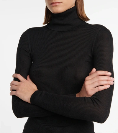 Saint Laurent Sustainable Wool Sweater With Embroidered Monogram In Black