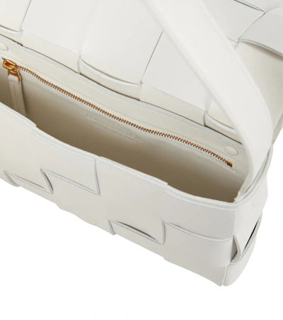 Shop Bottega Veneta Cassette Leather Shoulder Bag In White