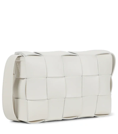 Shop Bottega Veneta Cassette Leather Shoulder Bag In White