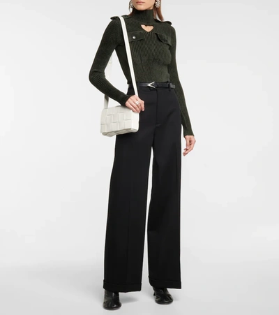 Bottega Veneta Intrecciato Leather Crossbody Bag In White