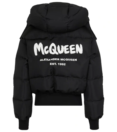 Shop Alexander Mcqueen Logo Puffer Jacket In Black