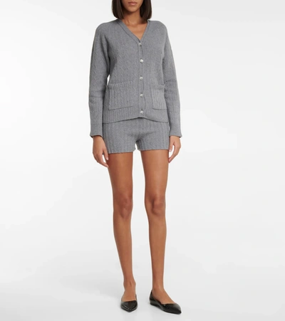 Shop Erdem Kinsley Ribbed-knit Wool-blend Shorts In Grey
