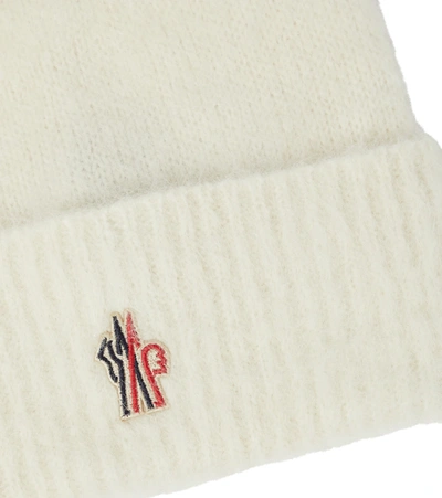 Shop Moncler Alpaca Wool-blend Logo Beanie In White
