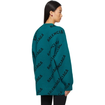 Balenciaga Logo Wool-blend Oversized Sweater In Blue | ModeSens