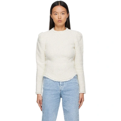 Shop Isabel Marant Tweed Gwen Sweater In Ecru