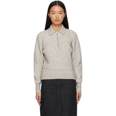 Shop Isabel Marant Knit Rane Zip Sweater In Beige