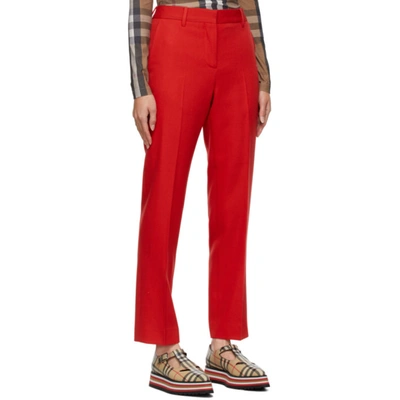 Shop Burberry Wool Grain De Poudre Trousers In Red