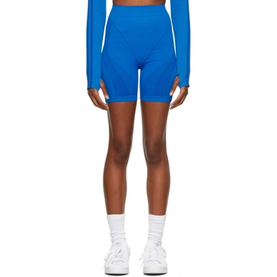 Shop Adidas X Ivy Park Knit Seamless Sport Shorts In Glory Blue/team Royal Blue